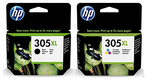 Hewlett-Packard 305XL Juego de cartuchos de tinta negra y de color (3YM62AE + 3YM63AE) para HP Deskjet 2700, HP DeskJet 2720, HP DeskJet Plus 4120, HP Envy 6020, HP Envy Pro 6420