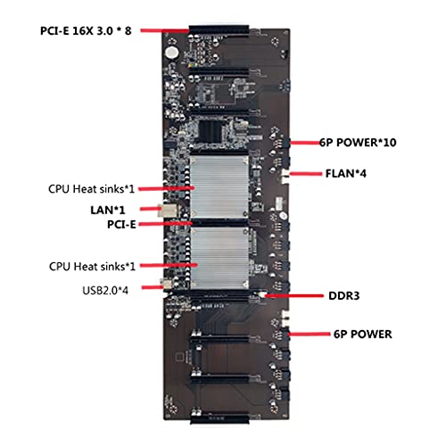 HEYLULU Placa Base de minería BTC X79 LGA 2011 CPU Socket 8 PCI-E 3.0 X16 Slots Support 9X 3060 GPU DDR3 Memory Slot para minero