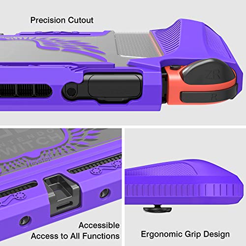 HEYSTOP Carcasa Compatible con Nintendo Switch, Funda Switch con Protectora TPU Grip Funda de Agarre Compatible con la Consola de Pantalla para Nintendo Switch Console con 6 Agarres para el Pulgar