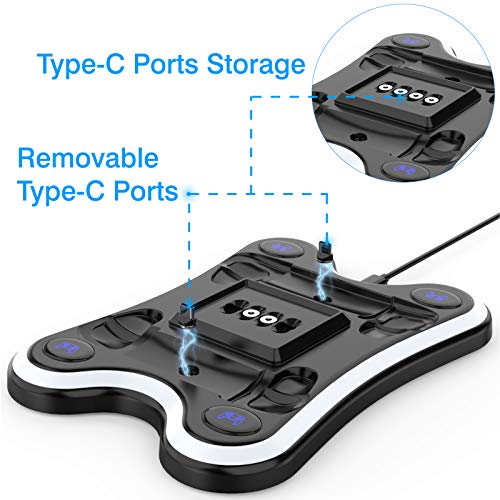 HEYSTOP Cargador Mando PS5, Carga Rápida Soporte Mando PS5 Estación de Carga Magnética Rápida Double USB, Base de Carga con LED Indicador Estación de Carga PS5 para Sony Playstation 5 / PS5 DualSense