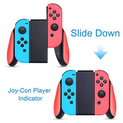 HEYSTOP Compatible con Nintendo Switch y Switch OLED Grips (3 Piezas), Estuche Protector Handle Kits para Mandos Grip Set Compatible con Nintendo Switch Controller,Rojo & Azul