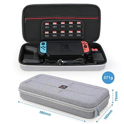 HEYSTOP Funda para Nintendo Switch, 16 in 1 Accesorios Nintendo Switch con Carcasa de TPU+Joy-Con Mandos+Protector de Pantalla+Soporte regulable+Cable USB+Auriculares+Funda Comfort Grip+6 Pulgar Grips