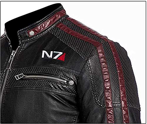 HiFacon N7 Mass Effect 3 - Chaqueta de piel para motociclista para hombre, color negro - negro - XX-Small