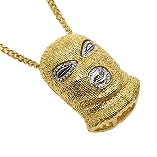 Hip Hop lCED Out Counter Strike Go Headwear Bandit Collar Collar Regalo de joyería para él con cadena-Oro