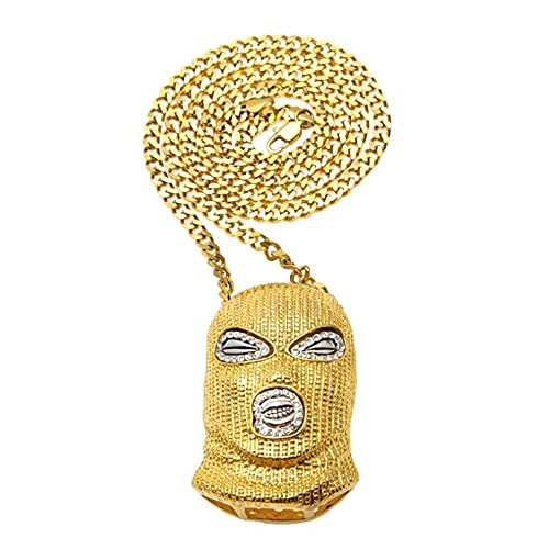 Hip Hop lCED Out Counter Strike Go Headwear Bandit Collar Collar Regalo de joyería para él con cadena-Oro