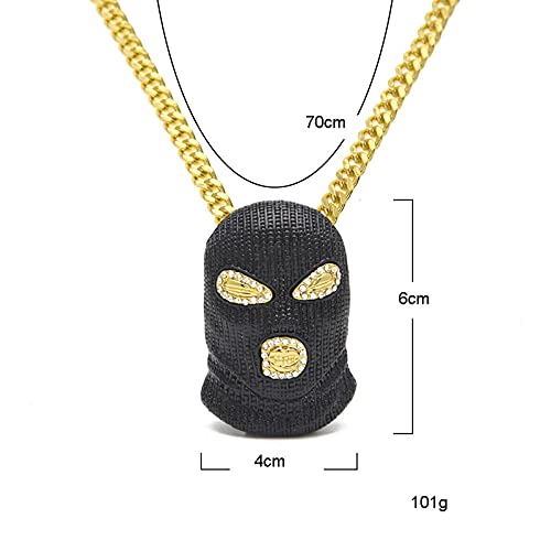 Hip Hop Negro CSGO CS Go Goonski Máscara Colgante Collar de joyería de club de rapero para hombres y cadena cubana de 24 pulgadas Boat-Gold Chain_70cm