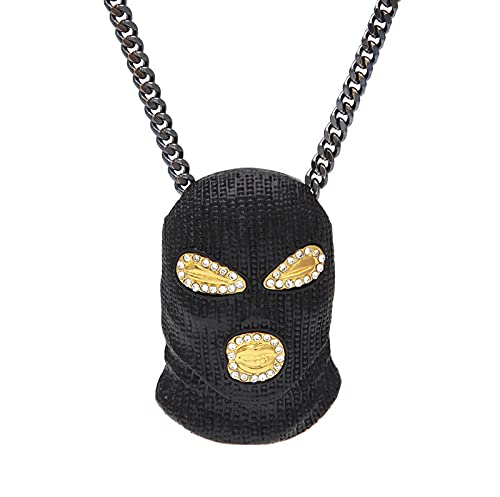 Hip Hop Negro CSGO CS Go Goonski Máscara Colgante Collar de joyería de club de rapero para hombres y cadena cubana de 24 pulgadas Boat-Gold Chain_70cm