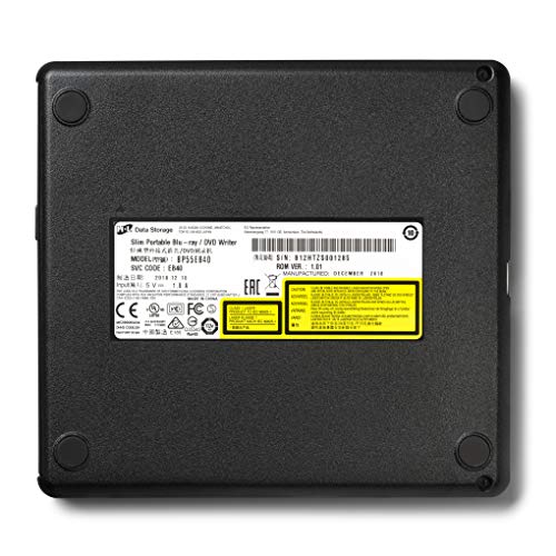 Hitachi-LG BP55EB40 Externa BD Unidad USB 2.0 Portátil Delgado Blu-ray BD-RW DVD-RW CD ROM Rewriter para escritorio PC o Ordenador Portátil de Escritorio Windows con Conectividad de TV
