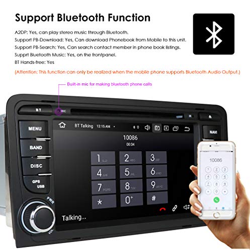 hizpo Pantalla táctil de 7 Pulgadas Radio de Coche GPS Reproductor Multimedia Navi Compatible con A3 S3 2003-2012 Soporte Bluetooth Dab + Subwoofer