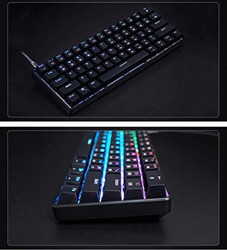 HK Gaming GK61 Teclado mecánico 61 Teclas RGB Iluminado, retroiluminación LED, para Juegos PC/Mac Gamer (Negro, Gateron Optical Black)