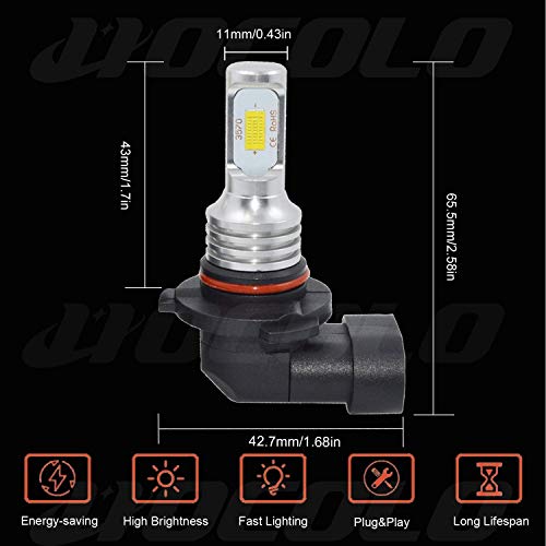 HOCOLO 2x 9005 HB3 H10 9145 9140 9050 9155 9055 Bombillas LED Blanco 6000K DRL Luz de conducción antiniebla Reemplazo halógeno 3570 Piezas de vehículos automotrices Plug-N-Play de alta potencia