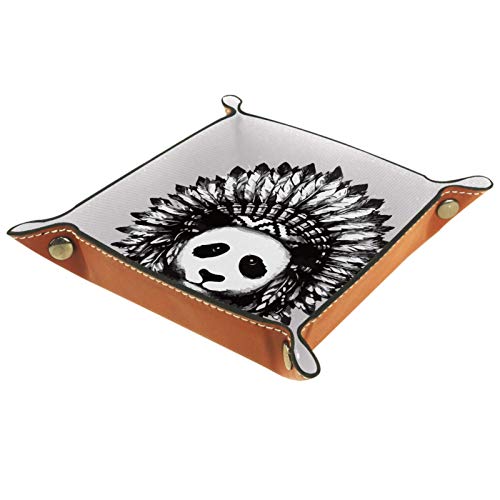 HOHOHAHA Bandeja de dados para rodar dados con bandeja de almacenamiento para juegos de mesa RPG DND, bandeja de dados, lindo panda con tatuaje indio
