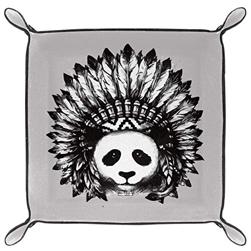 HOHOHAHA Bandeja de dados para rodar dados con bandeja de almacenamiento para juegos de mesa RPG DND, bandeja de dados, lindo panda con tatuaje indio