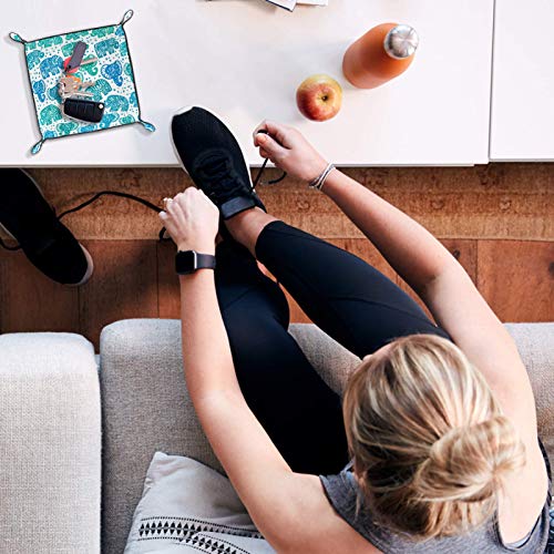 HOHOHAHA Bandeja de dados para rodar dados con bandeja de almacenamiento para juegos de mesa RPG DND, diseño de elefante indio verde azul