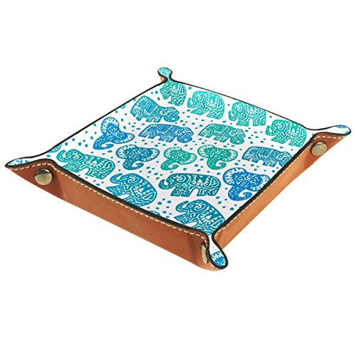 HOHOHAHA Bandeja de dados para rodar dados con bandeja de almacenamiento para juegos de mesa RPG DND, diseño de elefante indio verde azul