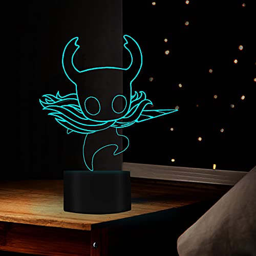Hollow Knight 3D luz nocturna USB colorido táctil control remoto visión estéreo modelo monstruo lámpara de mesa para regalos de vacaciones o decoraciones del hogar
