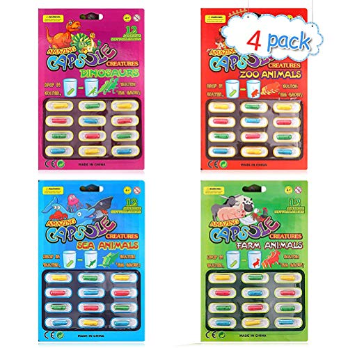 Holmeey Magic Grow Capsules 4 Paquetes de cápsulas de Cultivo Que Crecen en Animales acuáticos Juguetes Juguetes de identificación de bebés Juguetes educativos