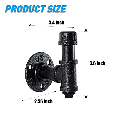 Home TZH 3 paquetes de ganchos de hierro industriales de estilo rústico (3, negro)