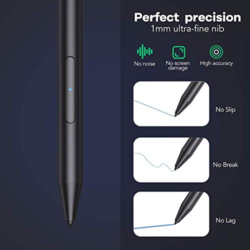 Hommie Lápiz para Huawei, Lápiz Solo para Huawei Mediapad M5 Lite 10Pulgadas/ M6 10.8Pulgadas/ MateBook E 2019/ C5 10.1Pulgadas, Lápiz con 2048 Sensibilidad a la Presión y 3 Puntas Repuestable, Negro