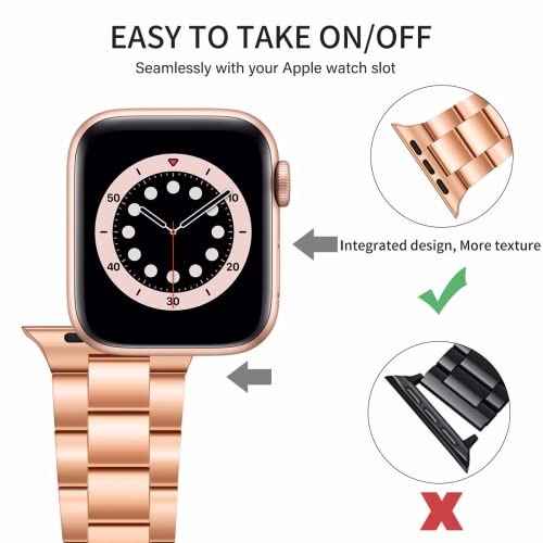 Hongxinzhan 2 piezas Correa de pulsera de metal Compatible con Apple Watch 38 mm 40 mm 41 mm 42 mm 44 mm 45 mm, pulsera de repuesto de acero inoxidable premium para iWatch Series 7/6/5/4/3/2/1/SE