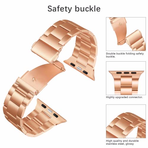 Hongxinzhan 2 piezas Correa de pulsera de metal Compatible con Apple Watch 38 mm 40 mm 41 mm 42 mm 44 mm 45 mm, pulsera de repuesto de acero inoxidable premium para iWatch Series 7/6/5/4/3/2/1/SE