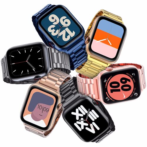 Hongxinzhan 2 piezas Correa de pulsera de metal Compatible con Apple Watch 38 mm 40 mm 41 mm 42 mm 44 mm 45 mm, pulsera de repuesto de acero inoxidable premium para iWatch Series 7/6/5/4/3/2/1/SE