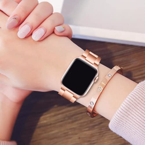 Hongxinzhan 2 piezas Correa de pulsera de metal Compatible con Apple Watch 38 mm 40 mm 41 mm 42 mm 44 mm 45 mm, pulsera de repuesto de acero inoxidable premium para iWatch Series 7/6/5/4/3/2/1/SE