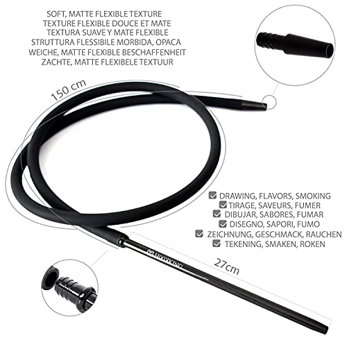 HOOKKING Cachimba Shisha elegante diseño de cachimba en aluminio y acrílico de calidad 38cm Tubo negro chimenea y placa (NEGRO)