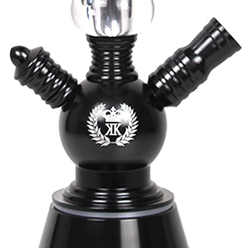 HOOKKING Cachimba Shisha elegante diseño de cachimba en aluminio y acrílico de calidad 38cm Tubo negro chimenea y placa (NEGRO)