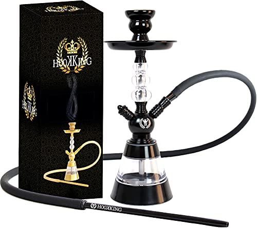 HOOKKING Cachimba Shisha elegante diseño de cachimba en aluminio y acrílico de calidad 38cm Tubo negro chimenea y placa (NEGRO)