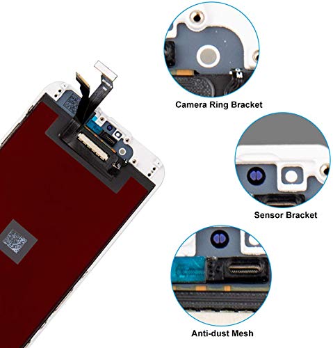 Hoonyer Pantalla para iPhone 6 Pantalla táctil LCD Kit de Pantalla de Vidrio Desmontaje Repuesto Ensamblaje de Marco Digitalizador Herramienta de reemplazo de conversión Completa(4.7",Blanco)