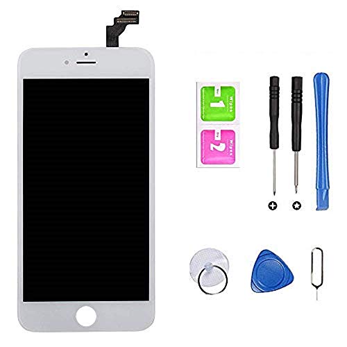 Hoonyer Pantalla para iPhone 6 Pantalla táctil LCD Kit de Pantalla de Vidrio Desmontaje Repuesto Ensamblaje de Marco Digitalizador Herramienta de reemplazo de conversión Completa(4.7",Blanco)