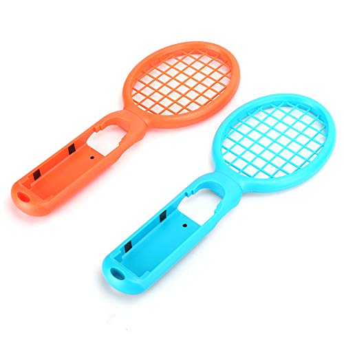 Hopcd Mario Tennis Racket, Paquete de 2 Raquetas de Tenis para Nintendo Switch Consola de Juegos, Controlador de detección de Movimiento con Mango ergonómico para Mario Tennis Ace (Rojo + Azul)