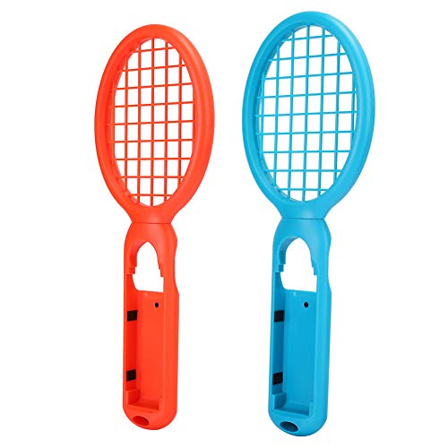 Hopcd Mario Tennis Racket, Paquete de 2 Raquetas de Tenis para Nintendo Switch Consola de Juegos, Controlador de detección de Movimiento con Mango ergonómico para Mario Tennis Ace (Rojo + Azul)