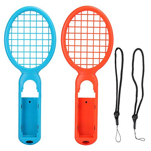 Hopcd Mario Tennis Racket, Paquete de 2 Raquetas de Tenis para Nintendo Switch Consola de Juegos, Controlador de detección de Movimiento con Mango ergonómico para Mario Tennis Ace (Rojo + Azul)