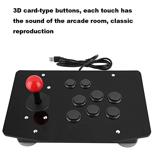 Hopcd PC Rocker Arcade Controller 3D Botones Tipo Tarjeta Juego de Lucha Stick Gamepad Fightstick Joystick con 8 Botones, Controlador de Mango de Juego USB para Consola de Juegos Arcade