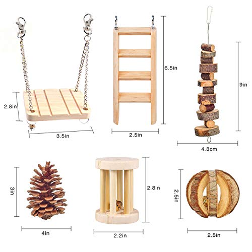 HORYDIA Juguetes para Conejos Pino Natural Molar Juguetes Adecuado para Hamster Conejillo de Indias Chinchilla Conejos Dientes Cuidado.(Juego de 10 Piezas)