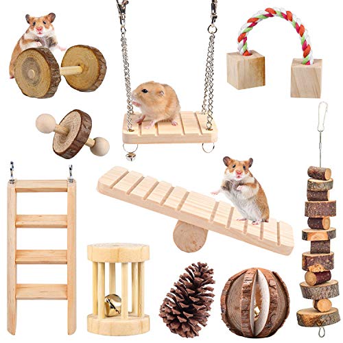 HORYDIA Juguetes para Conejos Pino Natural Molar Juguetes Adecuado para Hamster Conejillo de Indias Chinchilla Conejos Dientes Cuidado.(Juego de 10 Piezas)