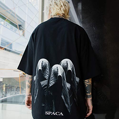 HOSD Nueva Camiseta de Manga Corta con Estampado de Tres Cabezas Sueltas Pareja Masculina Media Manga