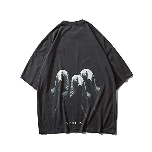 HOSD Nueva Camiseta de Manga Corta con Estampado de Tres Cabezas Sueltas Pareja Masculina Media Manga