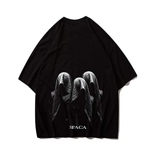 HOSD Nueva Camiseta de Manga Corta con Estampado de Tres Cabezas Sueltas Pareja Masculina Media Manga