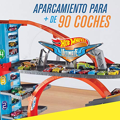 Hot Wheels City Megagaraje con Tiburón - Looping de 2 Carriles y Ascensor para 2 Coches - 90+ Plazas - Incluye 2 Coches - Regalo para Niños de 3+ Años