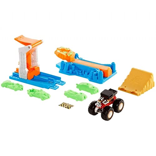 Hot Wheels Monster Trucks Set de juego explosión de vehículos Pista de coches de juguete, incluye 1 coche (Mattel GVK08)