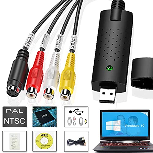 HOTSO - Grabador de audio y vídeo analógico a digital con adaptador Scart, RCA compatible con Win 10, 8, 7 XP Vista