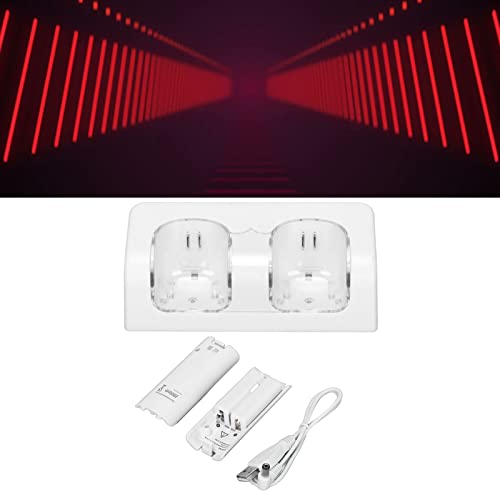 Hozee Estación de Base de Carga del Soporte, Carga de Batería Remota Estable con Cable de Alimentación para el Control Remoto del Juego de Wii(Blanco)