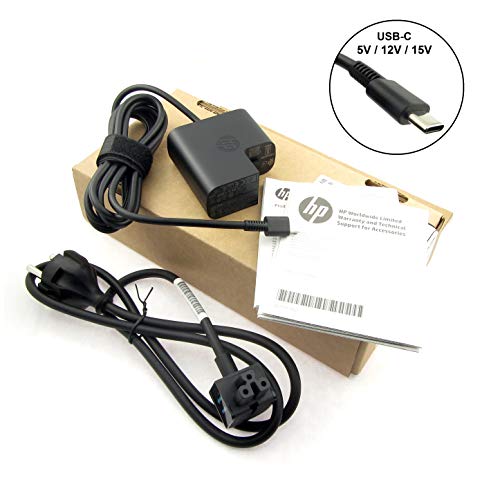 HP Fuente de alimentación USB-C original 45 W 860210-850 para Hewlett Packard EliteBook Folio G1, Pavilion x2 12-b000ng, Pro Tablet x2 612 G2, Spectre 13-v000, 13-v100, x2 12-a000