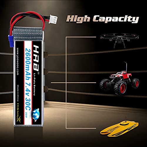 HRB 7.4V 2600mAh 30C batería Lipo EC2 para para Hubsan H501S Quadcopter