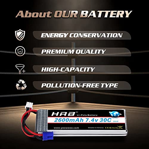 HRB 7.4V 2600mAh 30C batería Lipo EC2 para para Hubsan H501S Quadcopter