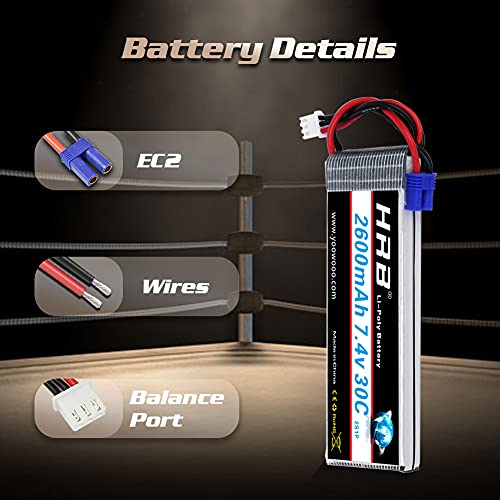 HRB 7.4V 2600mAh 30C batería Lipo EC2 para para Hubsan H501S Quadcopter