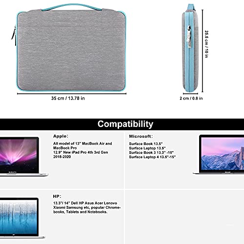 HSEOK Maletin Portatil 13-13,5 Pulgadas Funda Protectora Delgada Impermeable para Todos los Modelos de MacBook Air Pro 13,3", XPS 13, Surface Book 13,5" y 13"-13,5" Laptop Computer, Gris